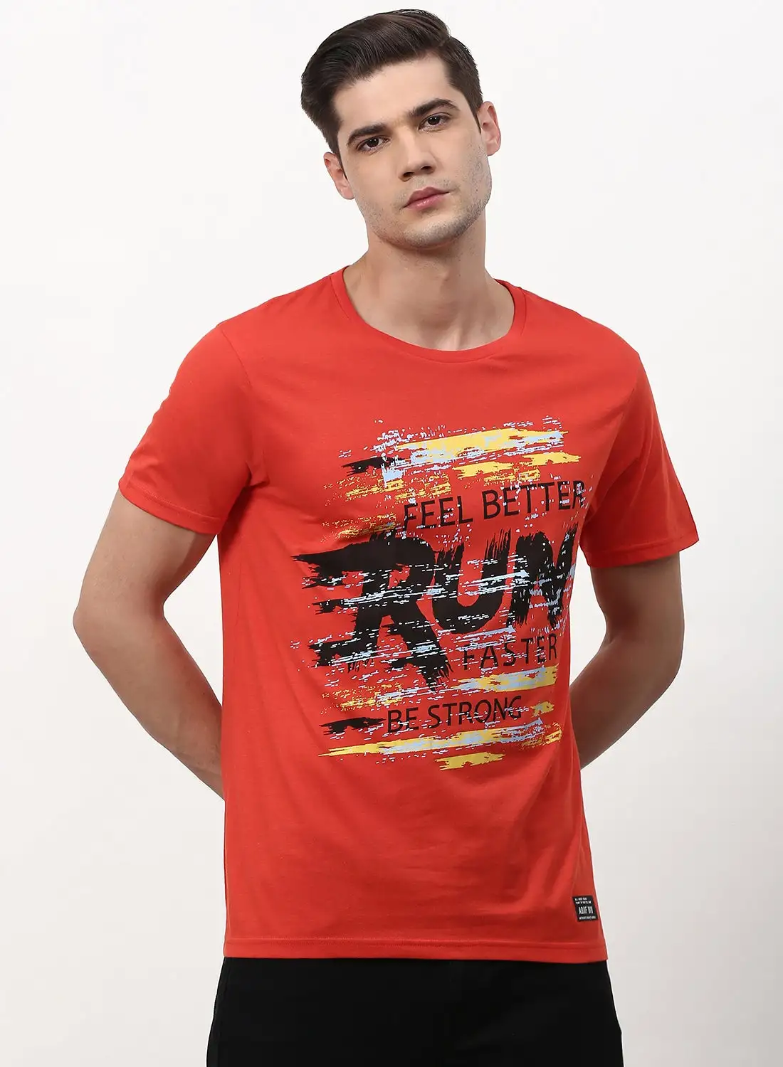 ABOF Graphic Printed Crew Neck Regular Fit T-Shirt Red