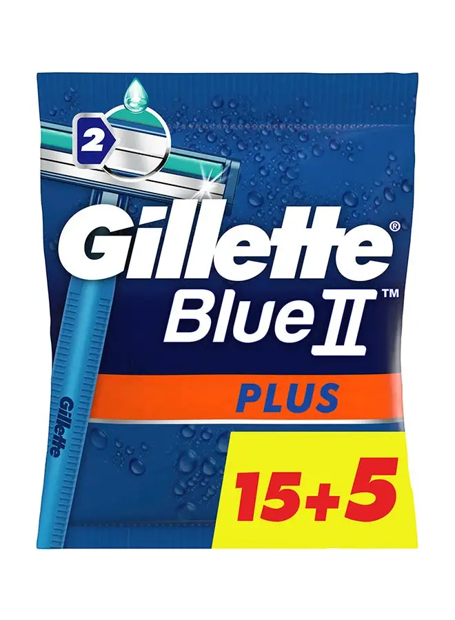 Gillette 20-Piece II Plus Disposable Razors Blue 