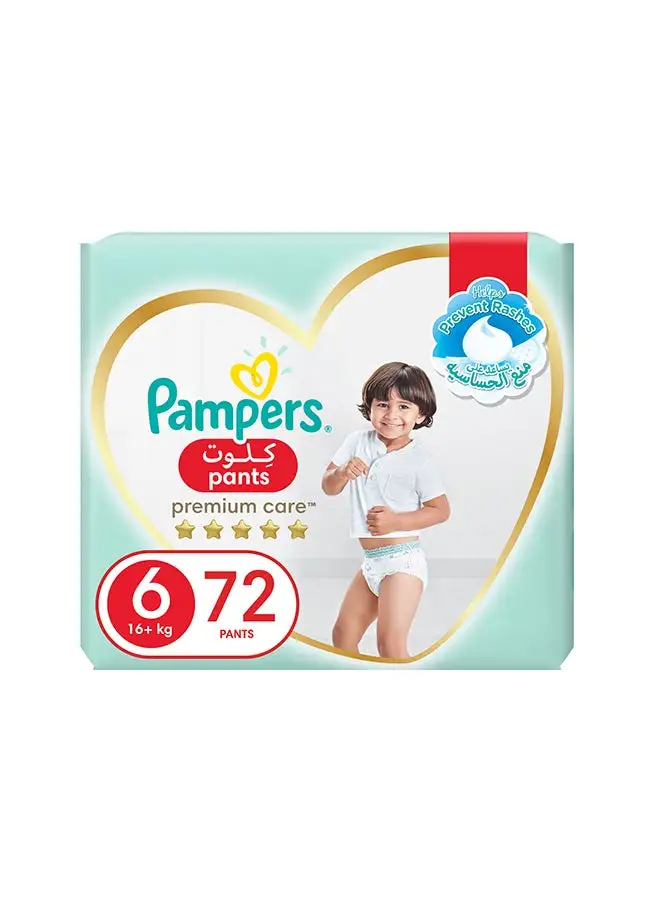 Pampers Premium Care Pants Diapers, Size 6, 16+kg,  Softest Absorption for Ultimate Skin Protection 72 Count