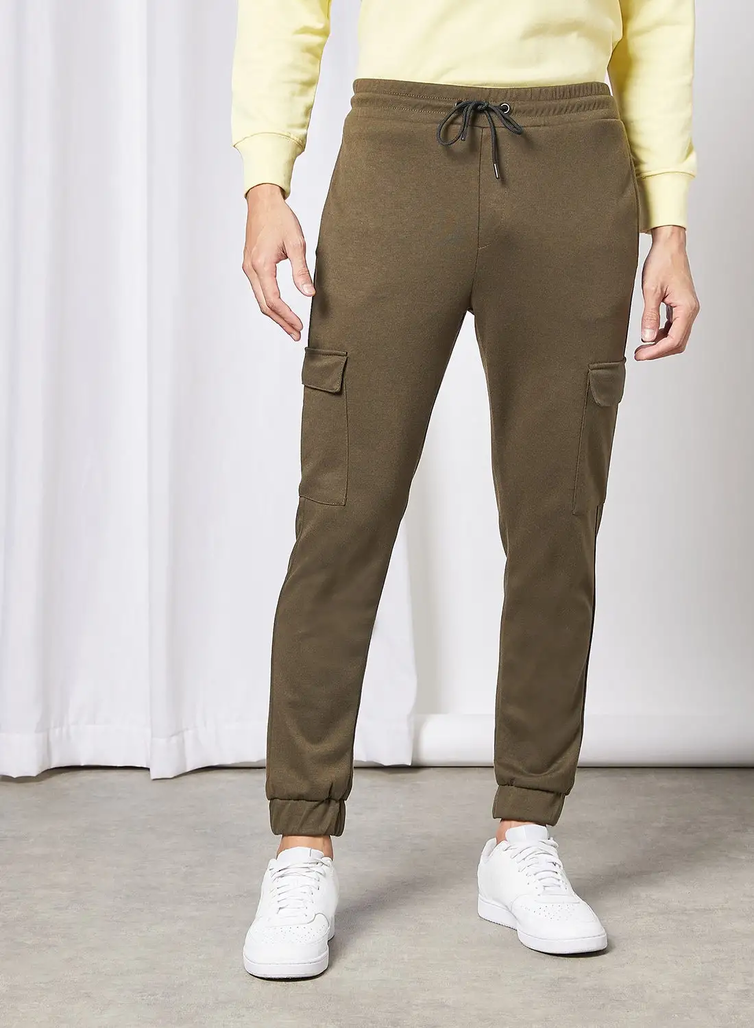 R&B Slim Fit Textured Joggers Dark Olive