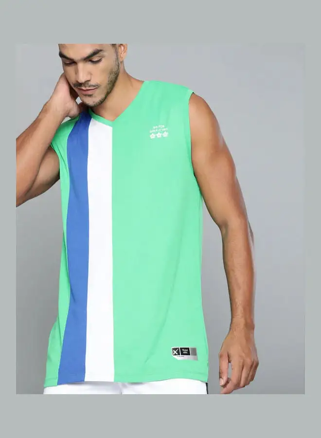 HRX by Hrithik Roshan Casual Colour Blocked Vest Green/Blue/White