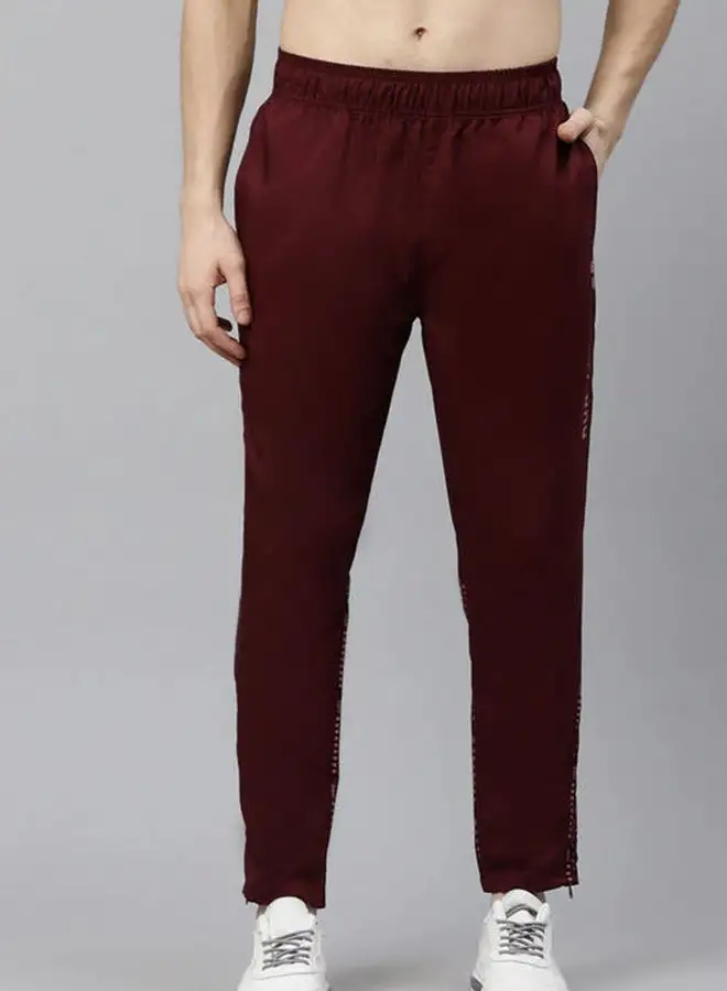 HRX by Hrithik Roshan Casual Mid-Rise Track Pants Dark Burgundy