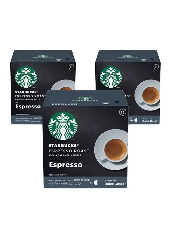 Starbucks Espresso Nescafe Dolce Gusto Dark Roast Coffee Pods 66grams Pack of 3