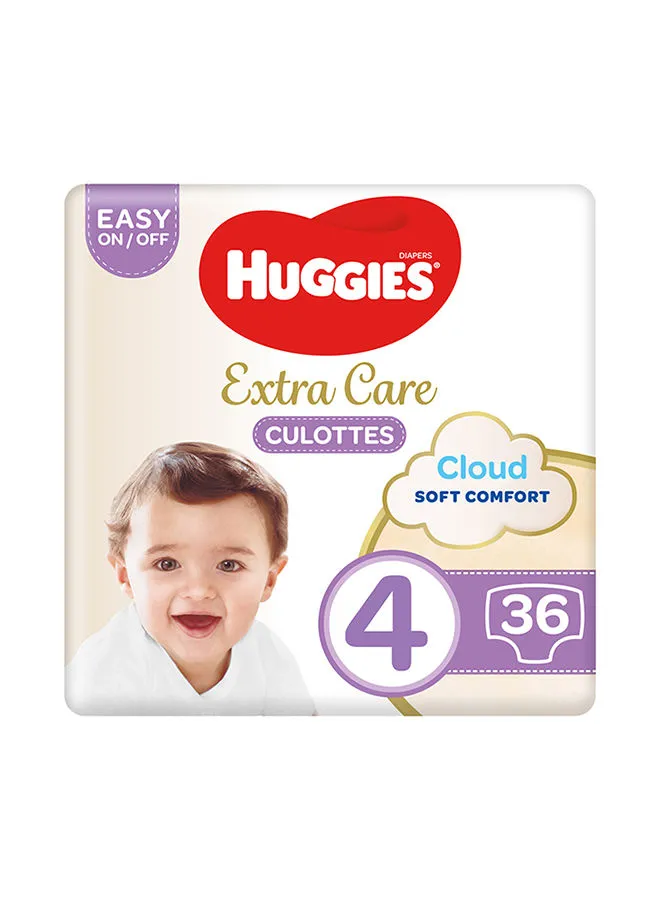 Huggies Extra Care Baby Pants Diapers, Size 4, 9 - 14 Kg, 36 Count - Easy On/Off, Cloud Soft Comfort