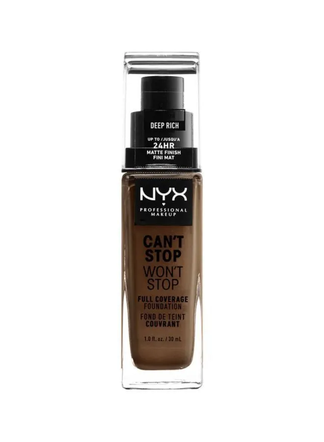 NYX PROFESSIONAL MAKEUP Can't Stop Won't Full Coverage Foundation Deep Rich