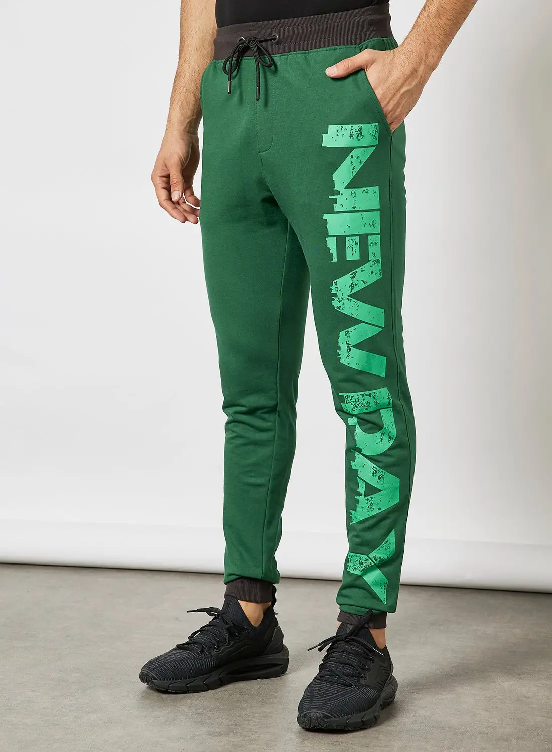 ABOF Regular Fit Joggers Printed Green