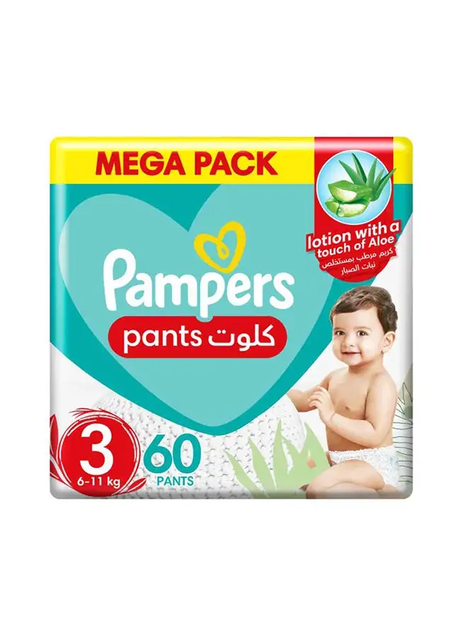 Pampers Aloe Vera Pants Diapers Size 3 Jumbo Pack 60 Count