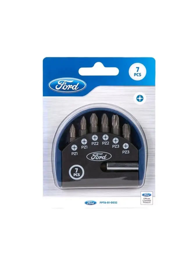 Ford 7-Piece S2 Screw Driving Bits With Magnetic Holder Black 25mm