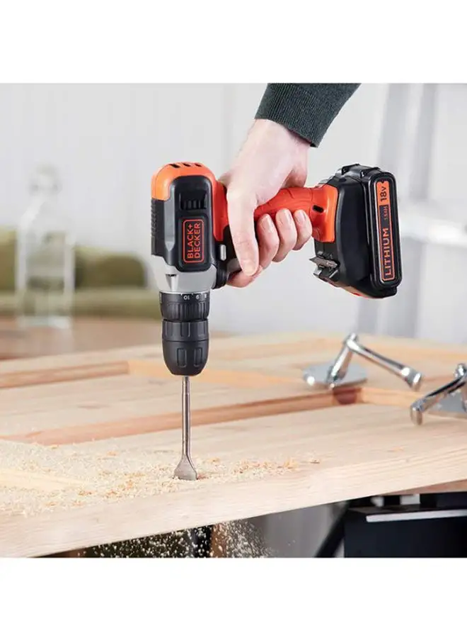 BLACK+DECKER 18V Lithium-ion Cordless Drill Driver With Battery And Charger Orange/Black