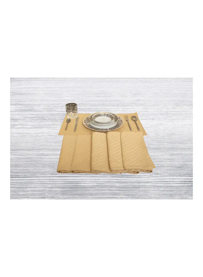 Hotel Linen Klub 6-Piece 100% Cotton Dobby Jacquard Table Cloth Placemat Set Beige 30x50cm