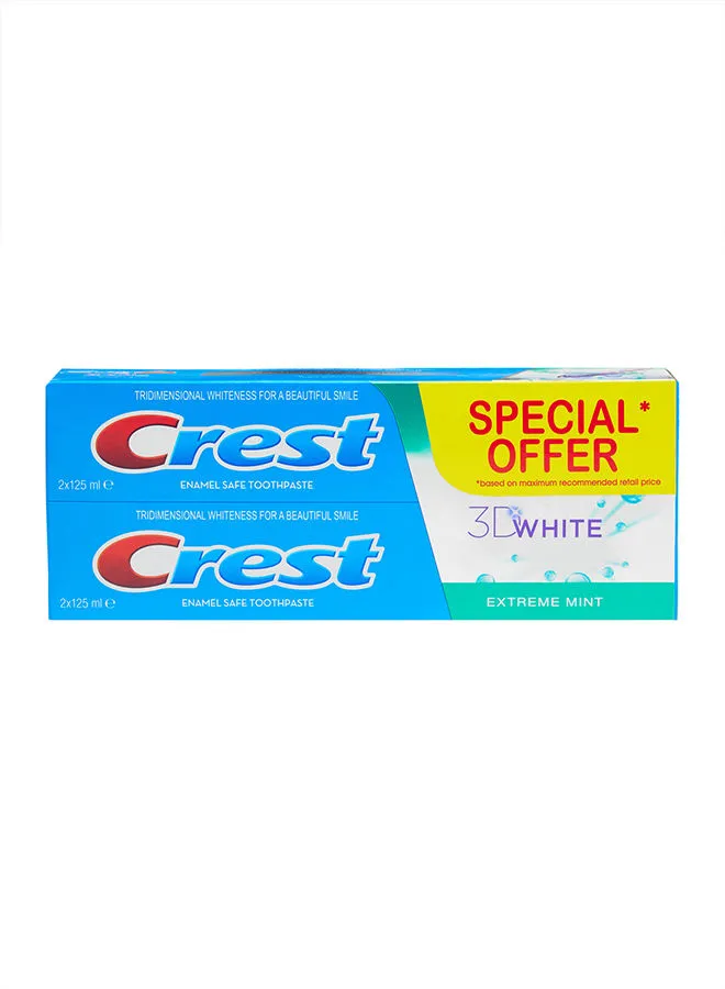 Crest 3D White Extreme Mint Toothpaste 125ml Pack of 2