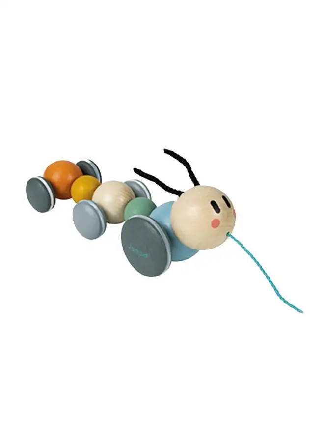 Janod Wooden Pull-along Caterpillar - Sweet Cocoon Collection With Water-based Paint, Suitable From 1 Year