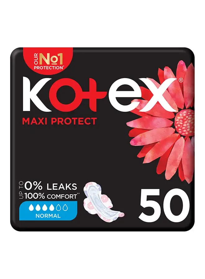 Kotex Maxi Protect Thick Pads With Wings Normal Size 50 Pieces