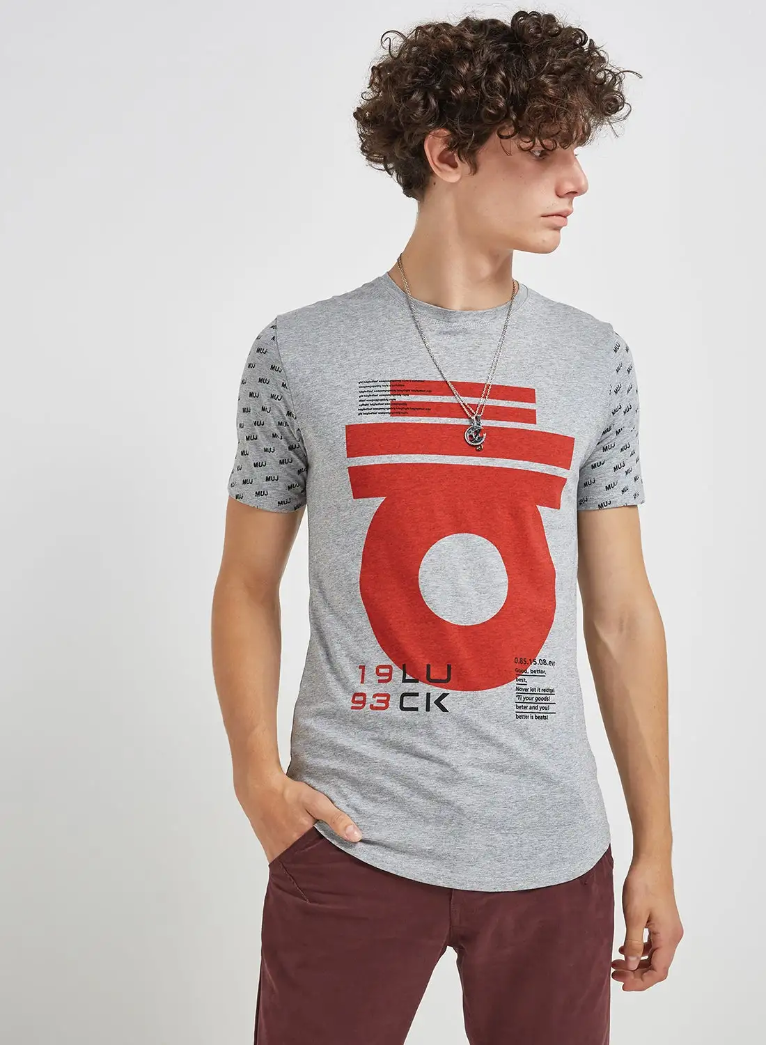 Generic Short Sleeve Casual  T-Shirt Grey