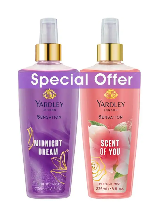 Yardley Sensation Body Mist Scent Of You And Midnight Dream Pack Of 2 236ml