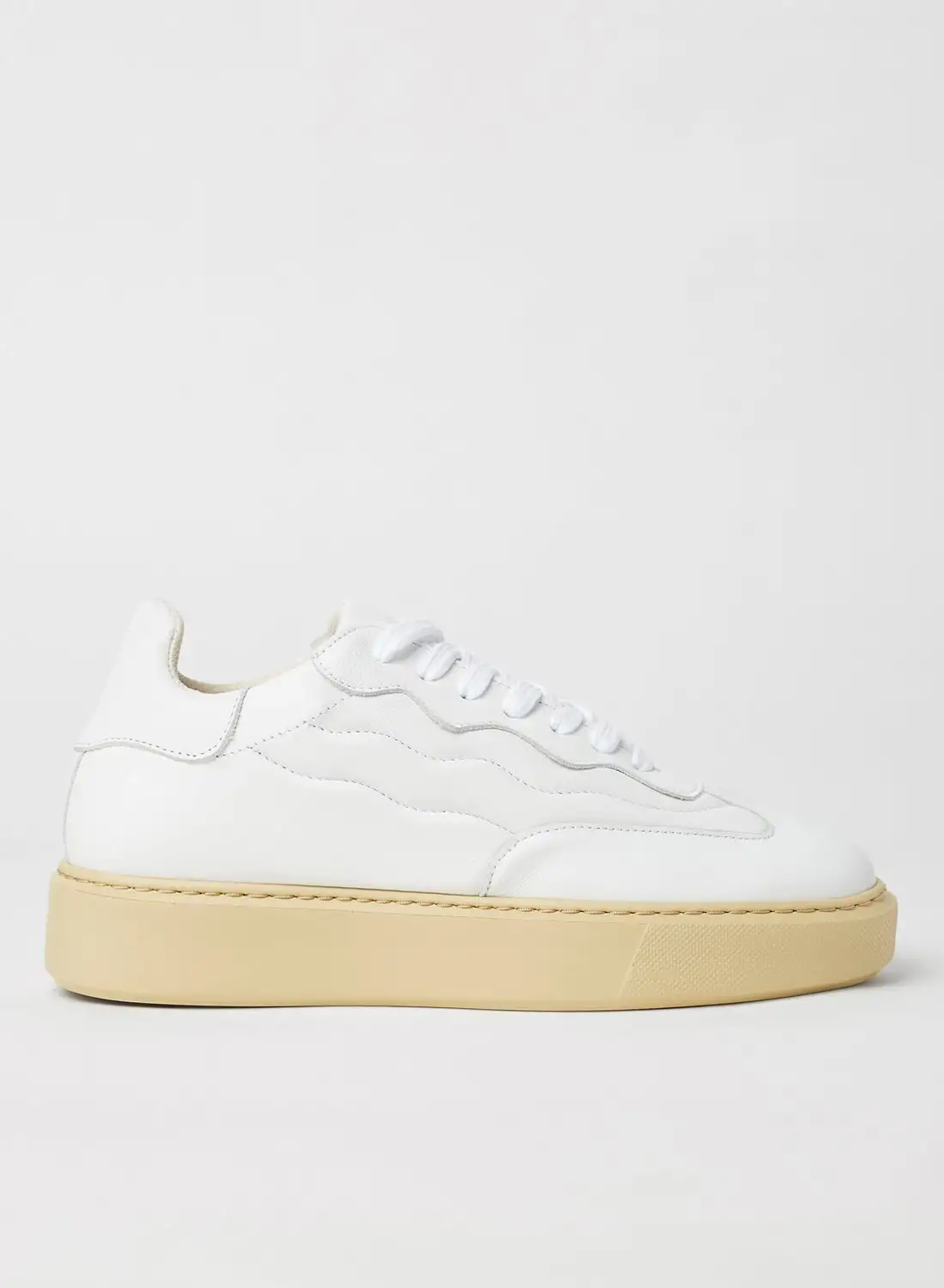 SELECTED FEMME Stitch Detail Leather Sneakers White