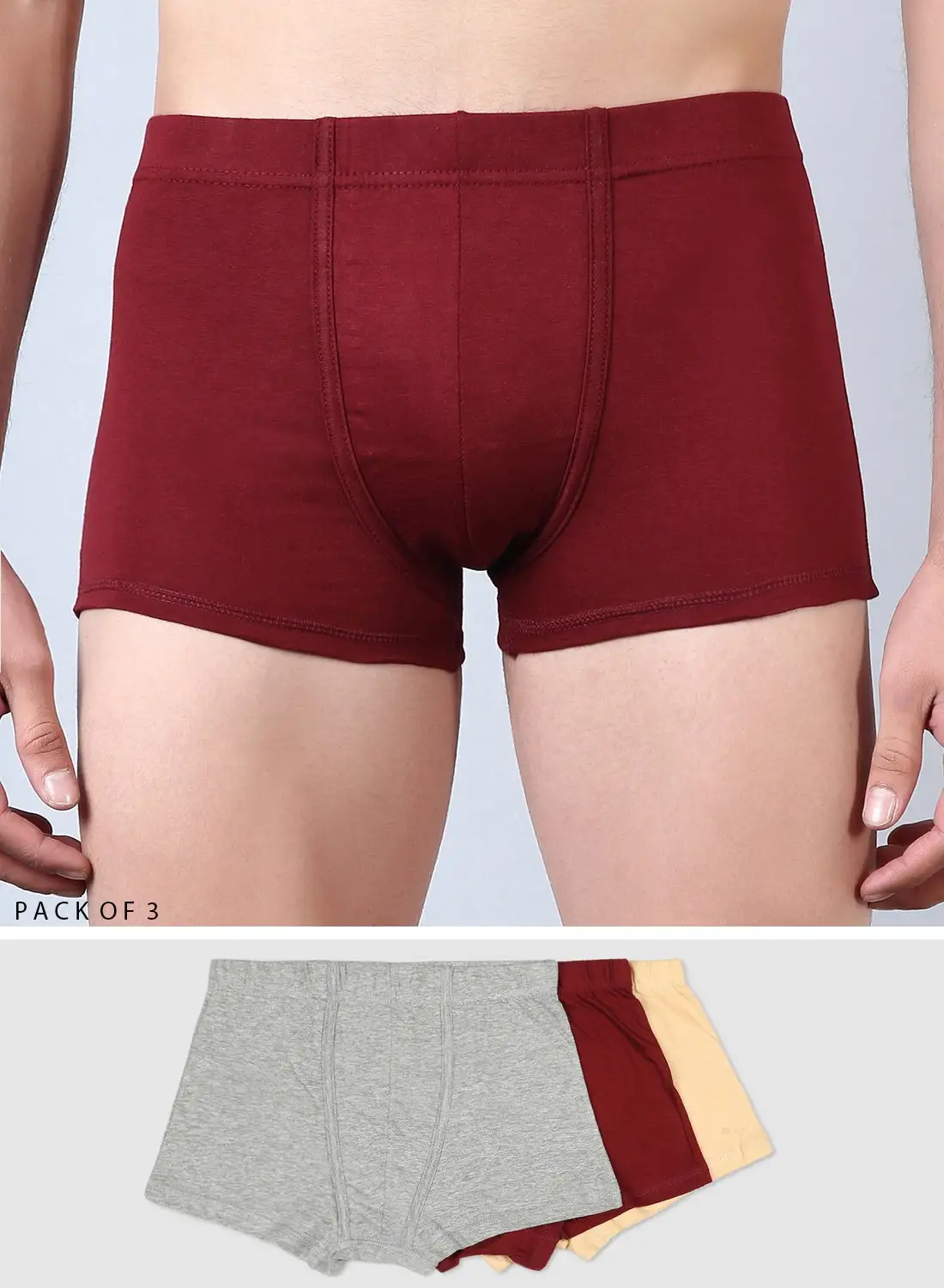 QUWA ( Pack of 3 ) Comfortable Brief Grey/Red/Yellow