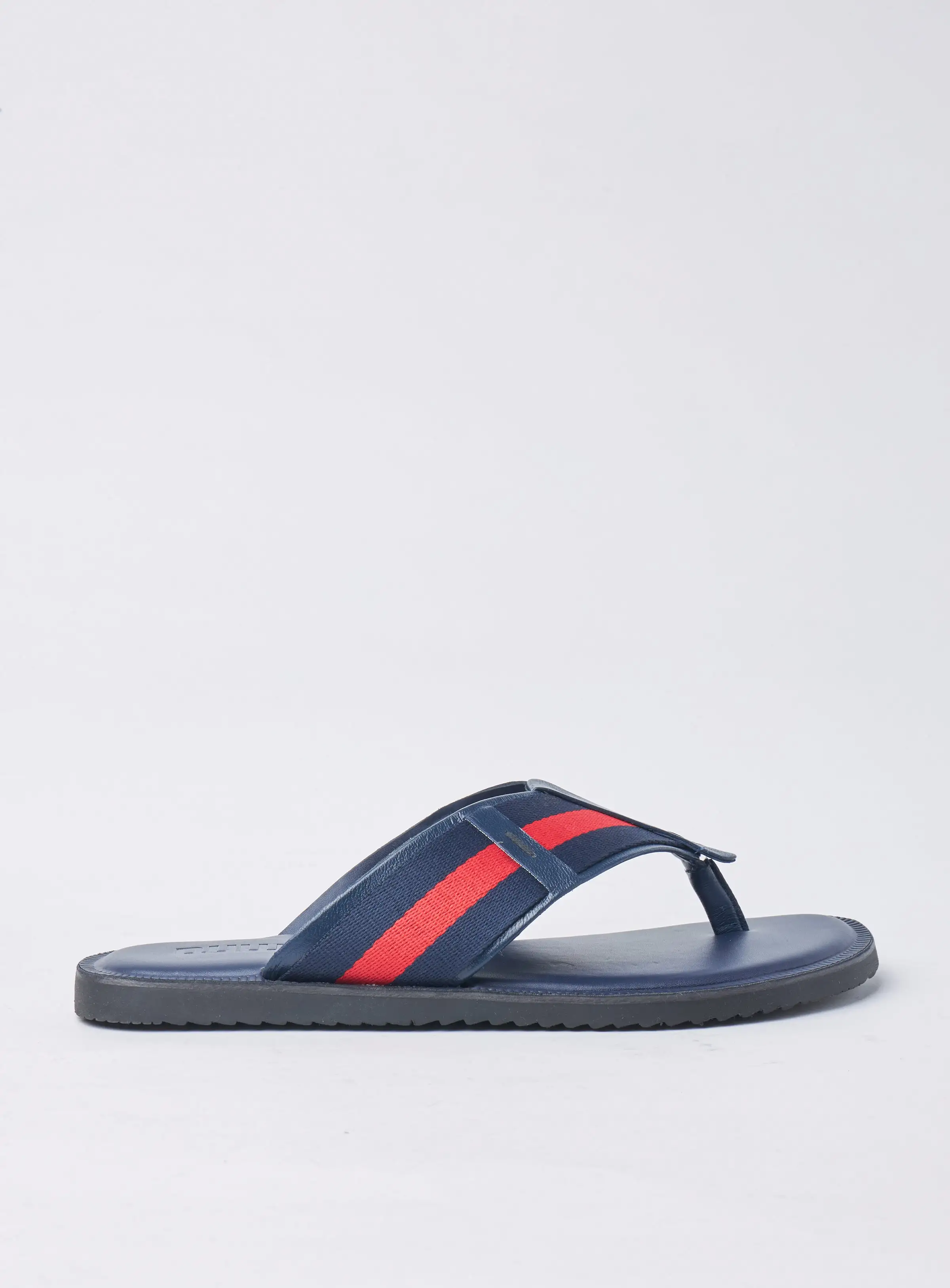 QUWA Casual Striped Pattern Flat Sandals Navy Blue