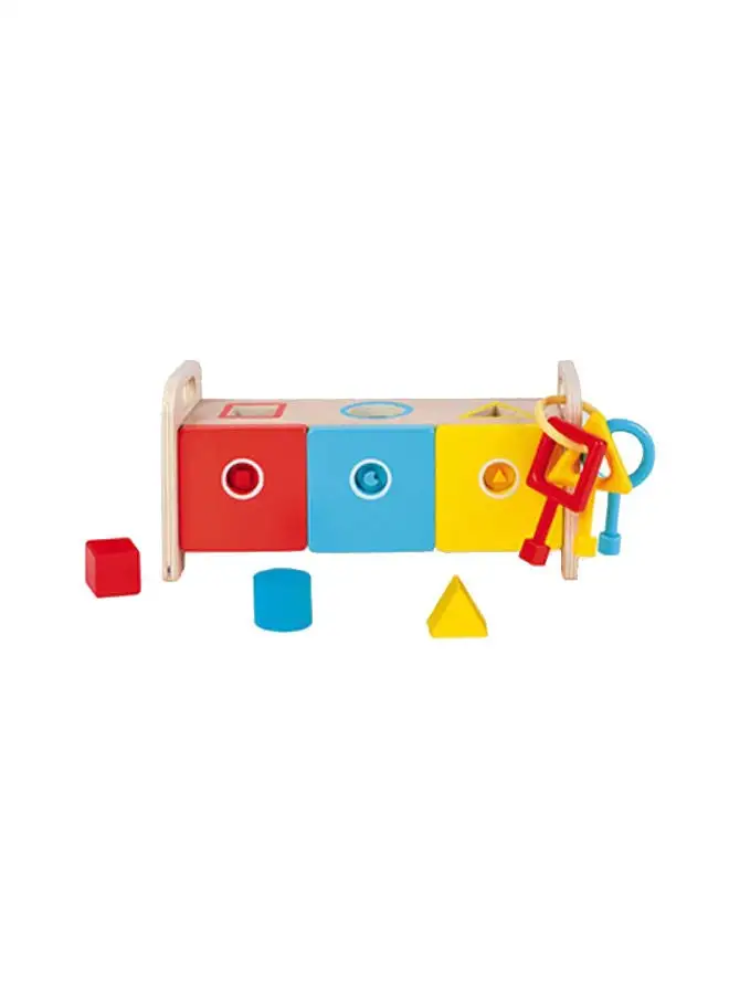 Janod Essential - the Early Years Educational Wooden Game 2 in 1 Key Box, Suitable From 18 Months