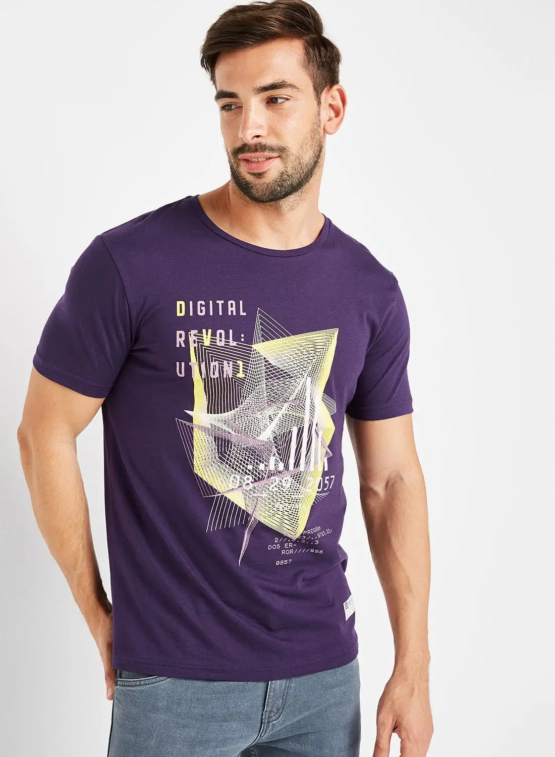 ABOF Font Graphic T-Shirt Purple/Yellow