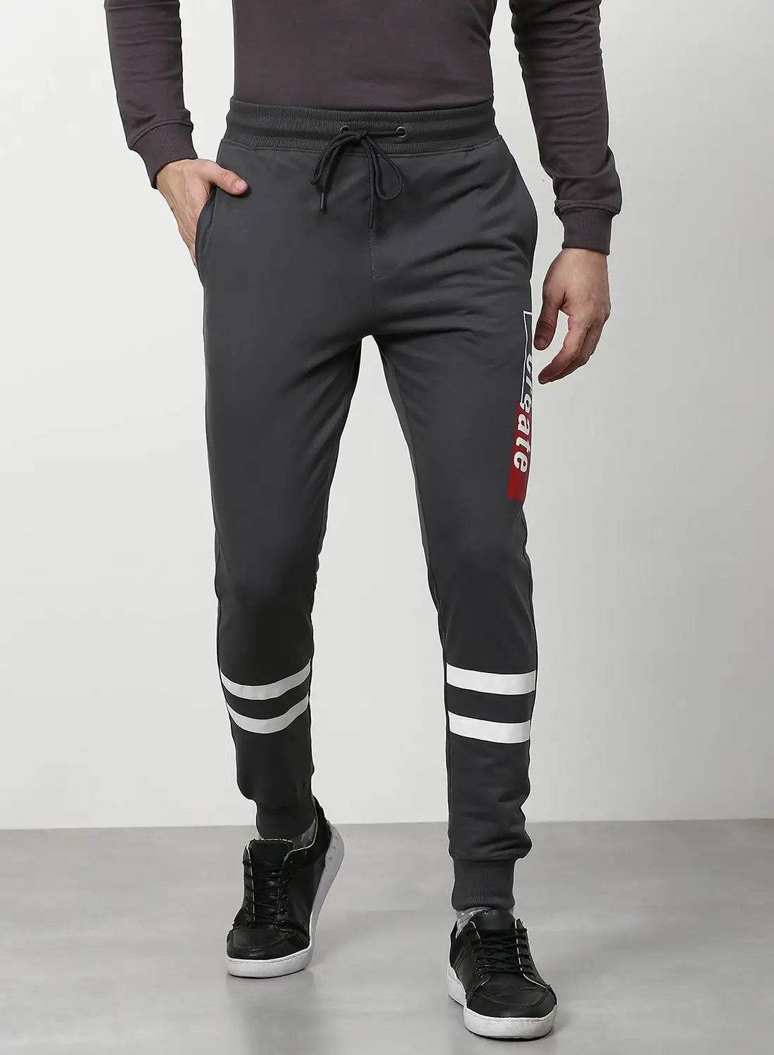 ABOF Regular Fit Joggers Dark Grey/Bright White