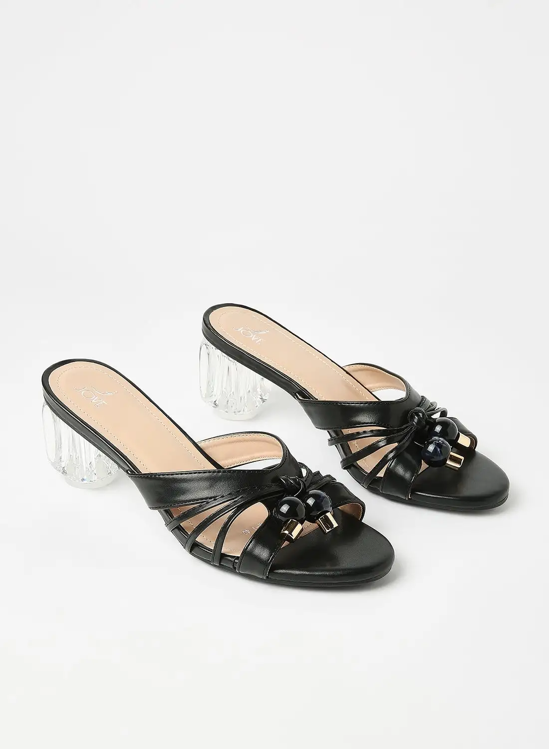 Jove Stylish Elegant Heeled Sandals Black