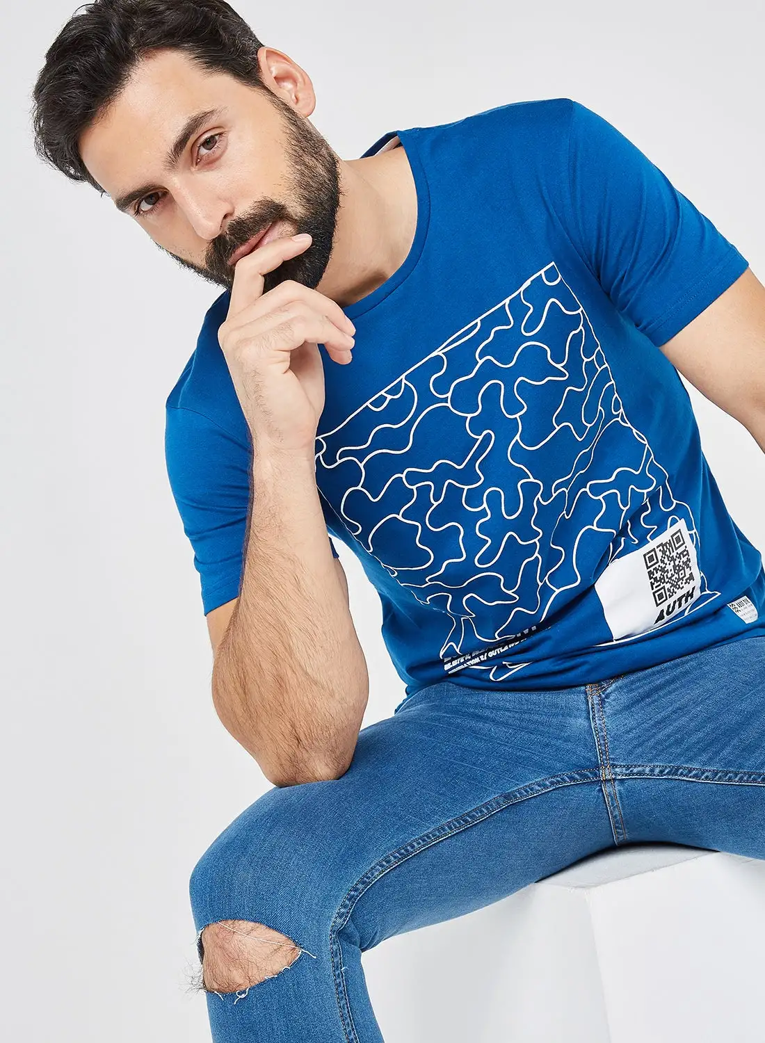 ABOF Front Graphic T-Shirt Royal blue