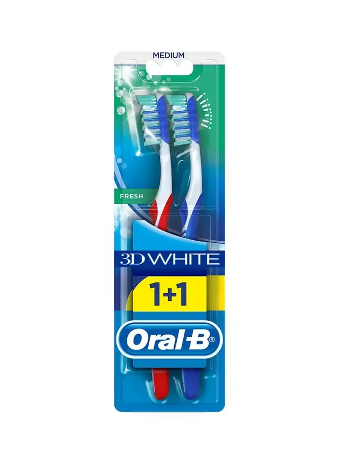 Oral B Advantage 3D White Fresh Manual Toothbrush, 2 Count Multicolour 40 Medium