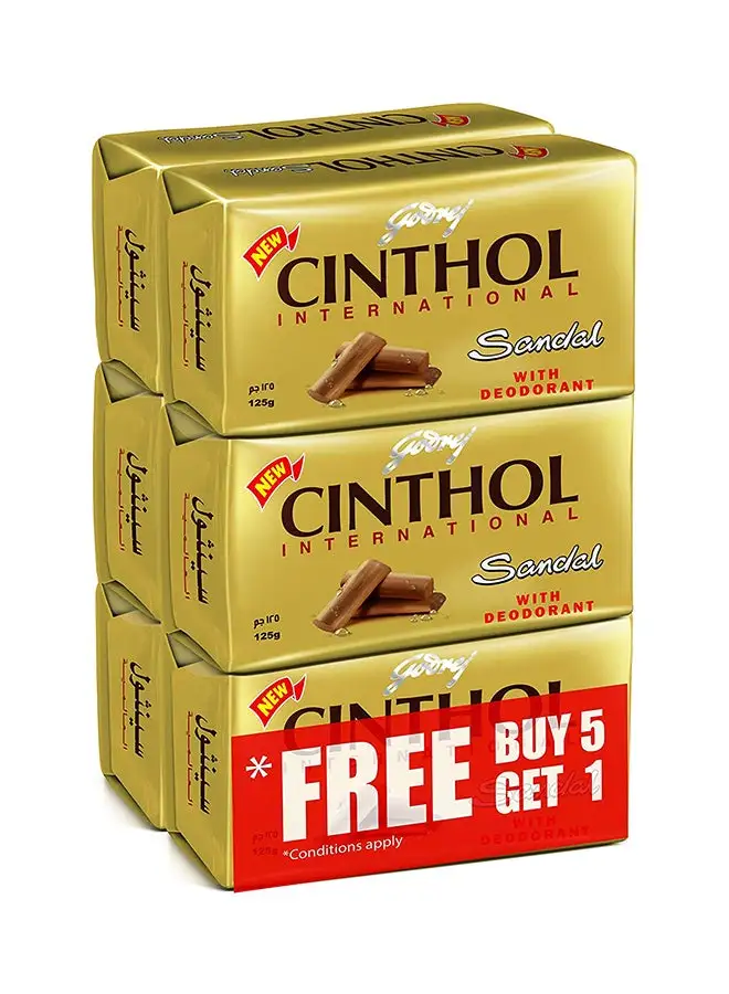 Cinthol Bath Soap Sandal With Deodorant 125g Pack of 6