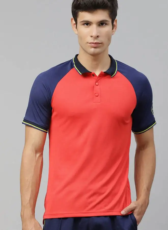 HRX by Hrithik Roshan Casual Colourblock Polo Red/Blue