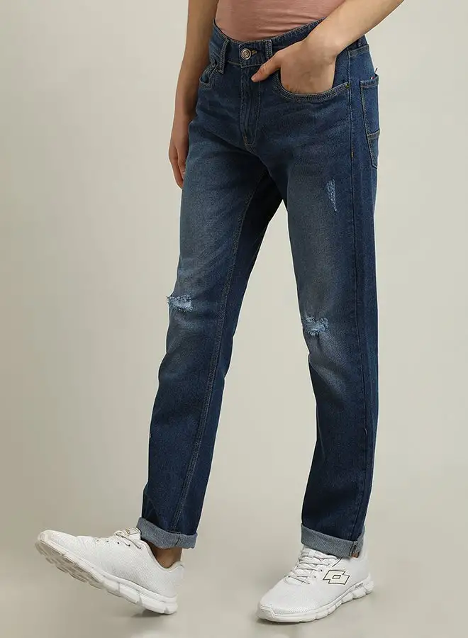 B&C Mid-Rise Stretchable Denim Jeans Dark Blue