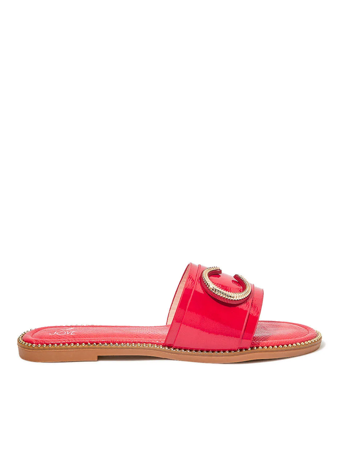 Jove Embellished Detail Flat Sandals Red