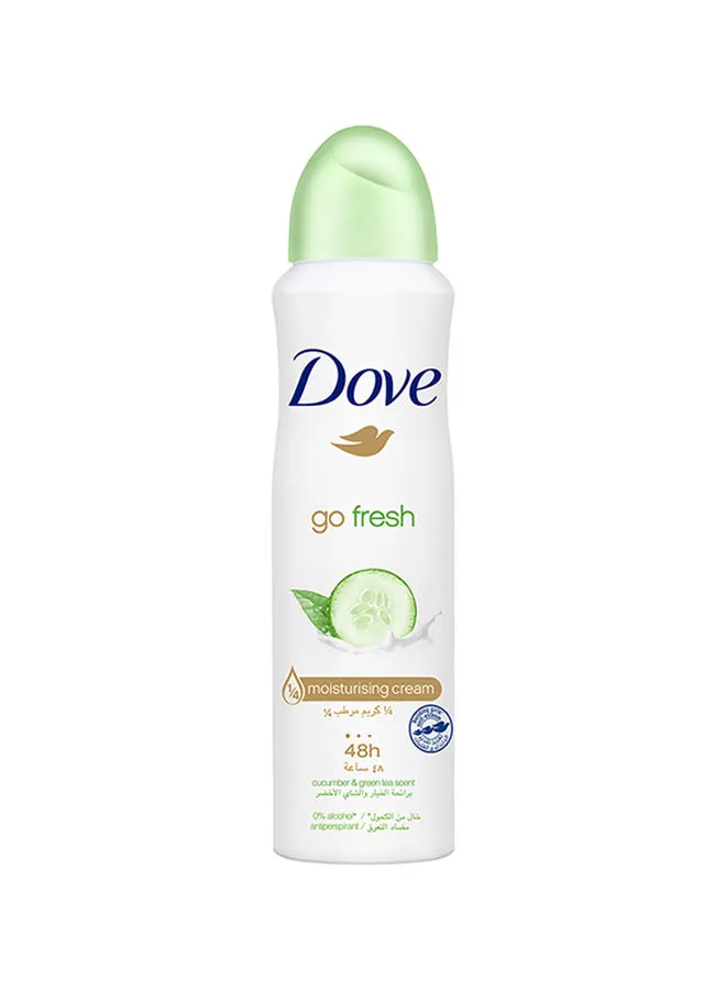 Dove Go Fresh Women Antiperspirant Deodorant Spray For Refreshing 48Hour Protection Cucumber And Green Tea Alcohol Free 150ml