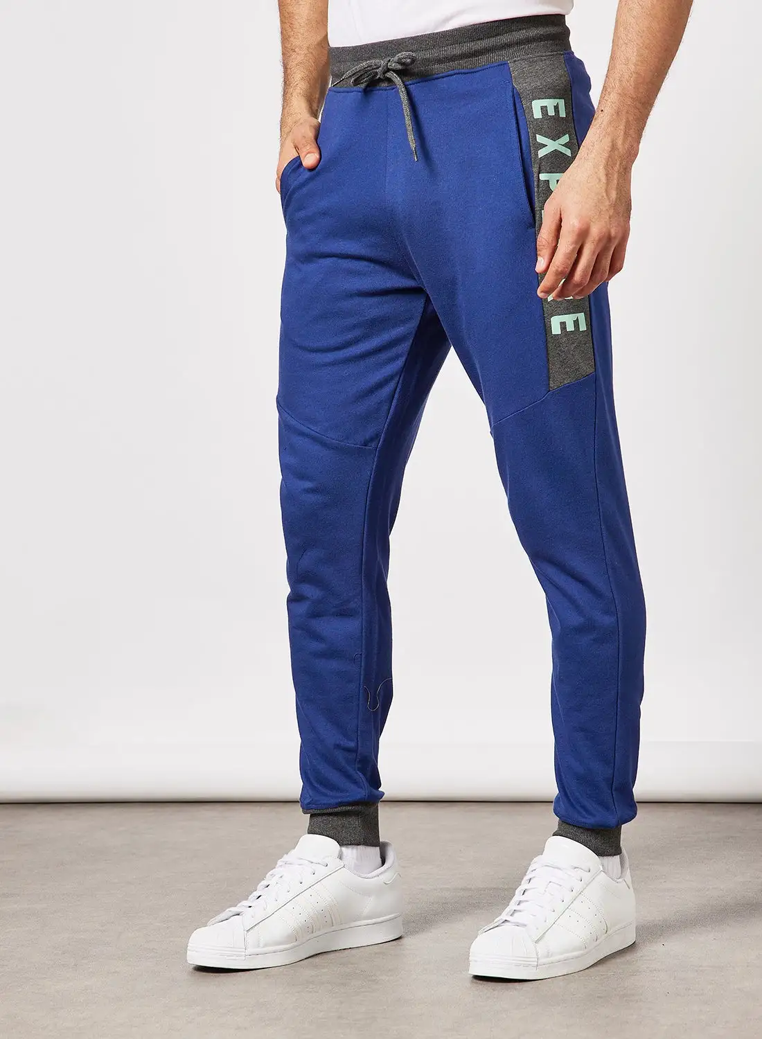 ABOF Regular Fit Joggers Royal Blue/Grey