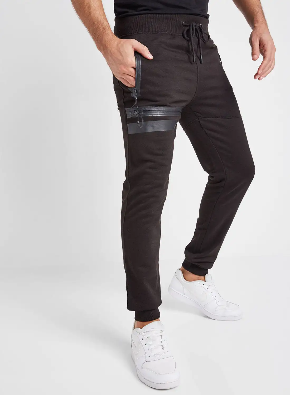 SOUL STAR Side Logo Stripe Joggers Black