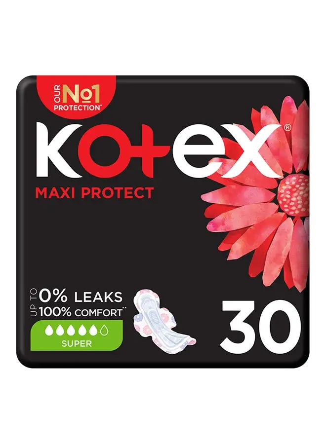 Kotex Maxi Protect Thick Pads With Wings 30 Pieces