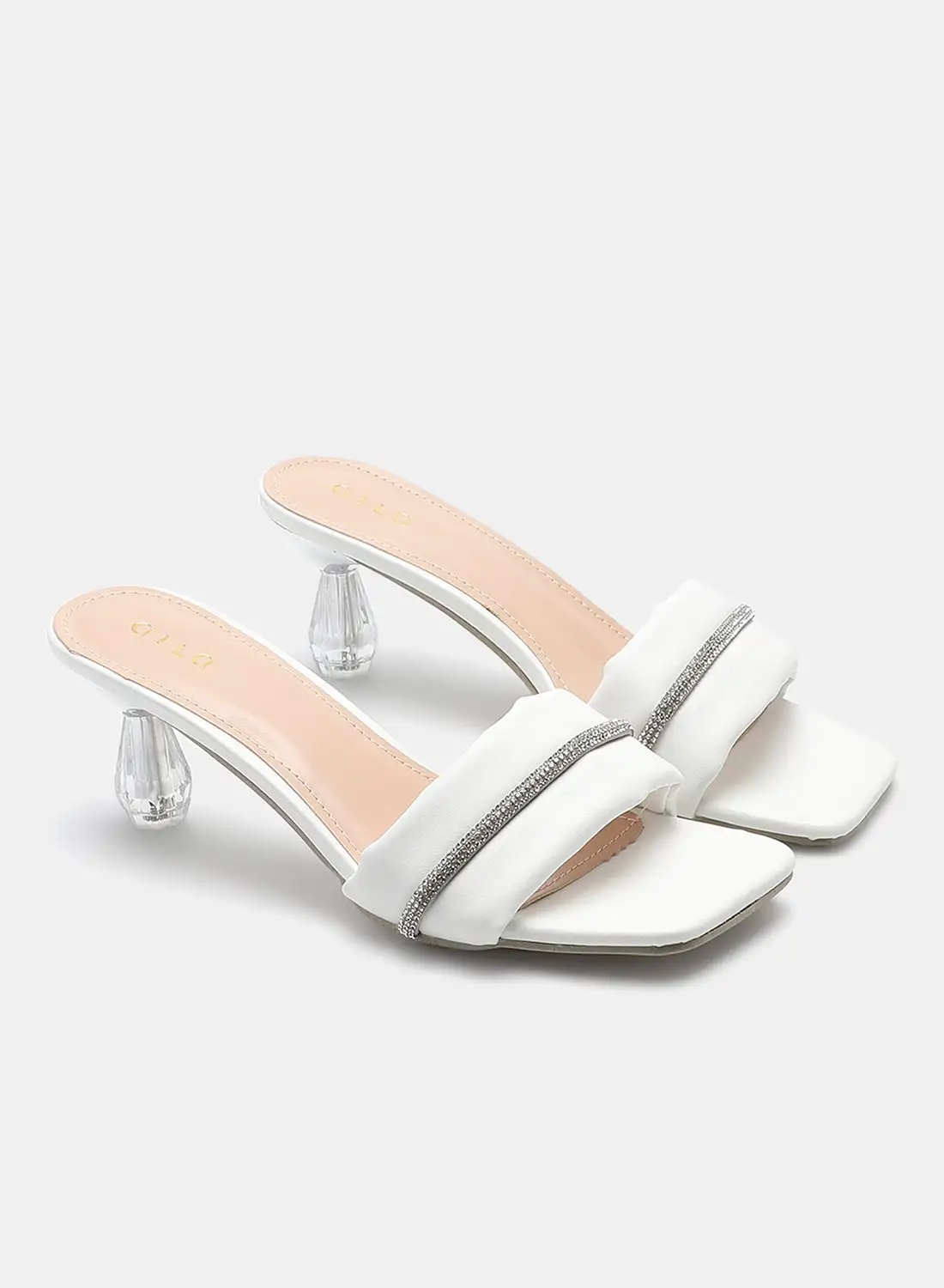 Aila Slip-On Heeled Sandals White