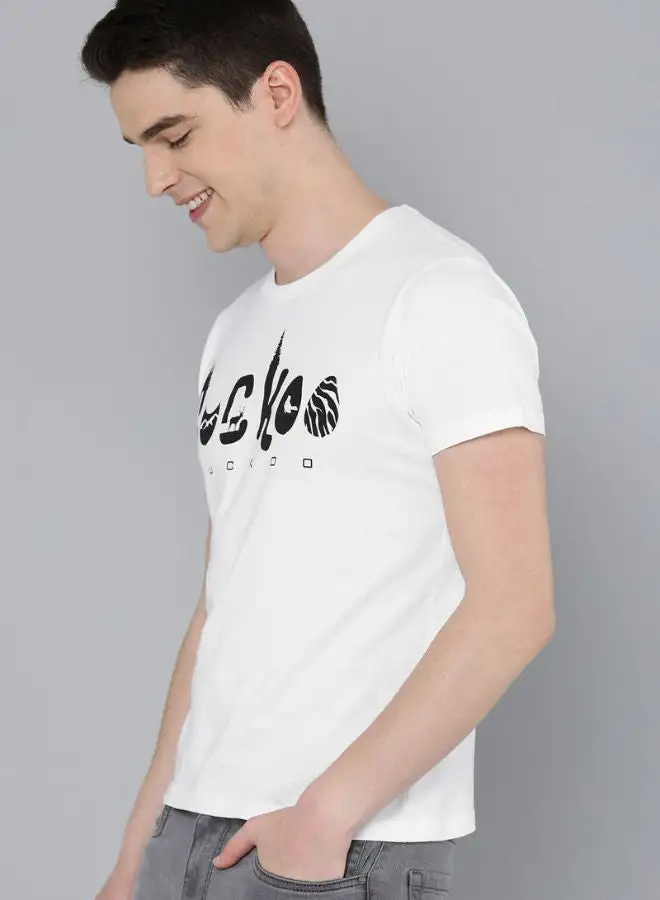 HERE&NOW Cuckoo Printed Regular Fit Crew Neck T-Shirt White/Black