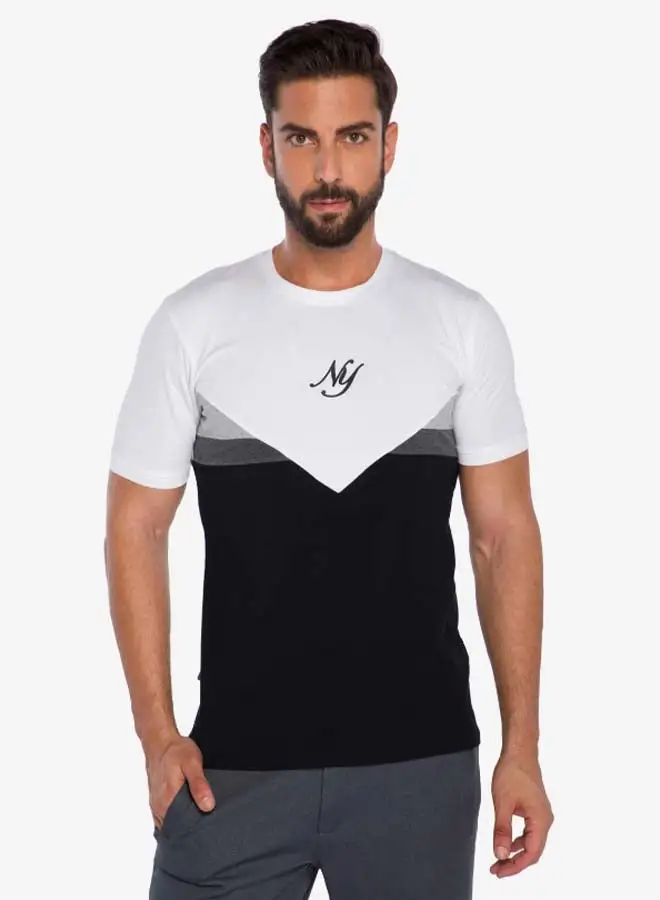 R&B Colourblock Round Neck T-Shirt White/Black