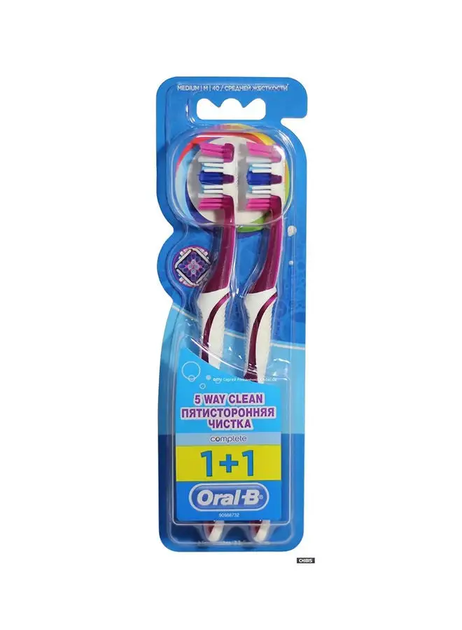 Oral B Complete 5 Way Clean Medium Manual Toothbrush 2 Count Multicolour 40 Medium