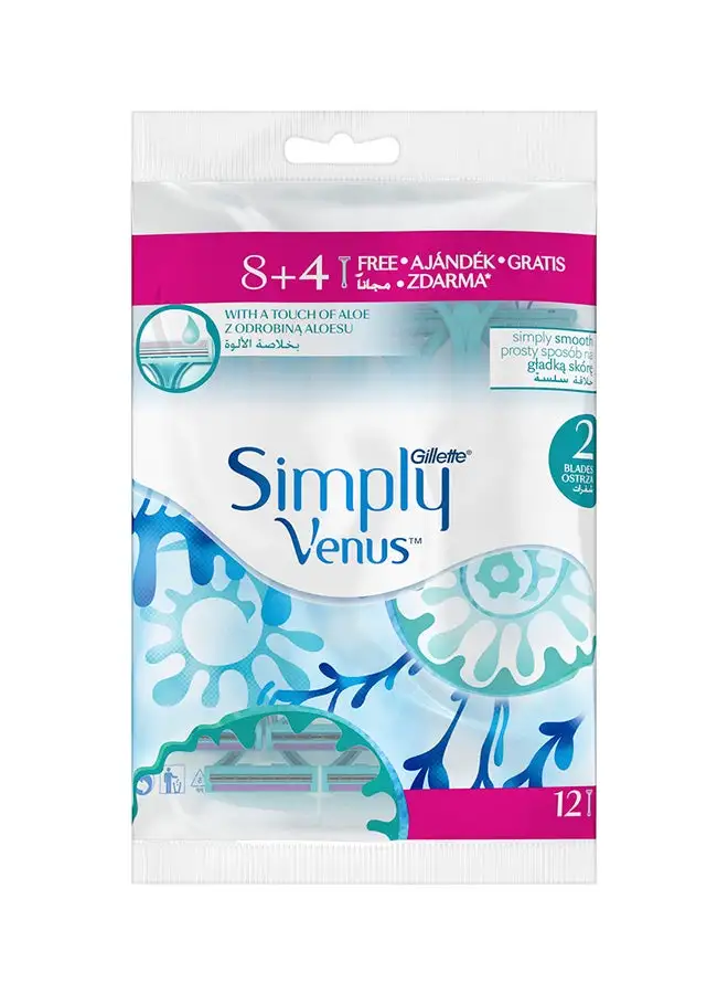 Venus Gillette Simply Venus 2 Disposable Blades 8+4