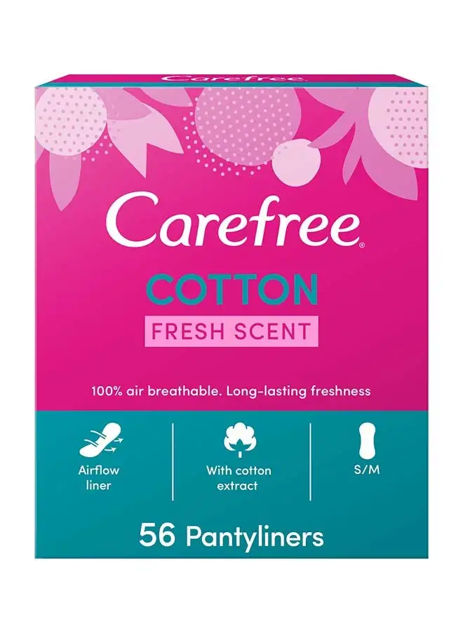 Carefree Cotton Extract Fresh Scented Pads with Panty Liner 56 Sheets