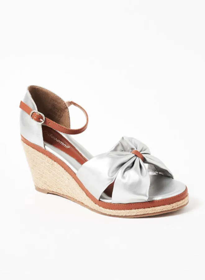 Geoomnii Yolanda Stylish Wedge Espadrille Sandal Silver