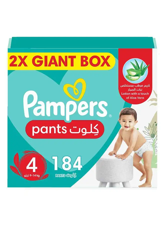 Pampers Baby-Dry Pants with Aloe Vera Lotion, 360 Fit , Size 4, 9-14kg, Double Mega Box, 184 Count