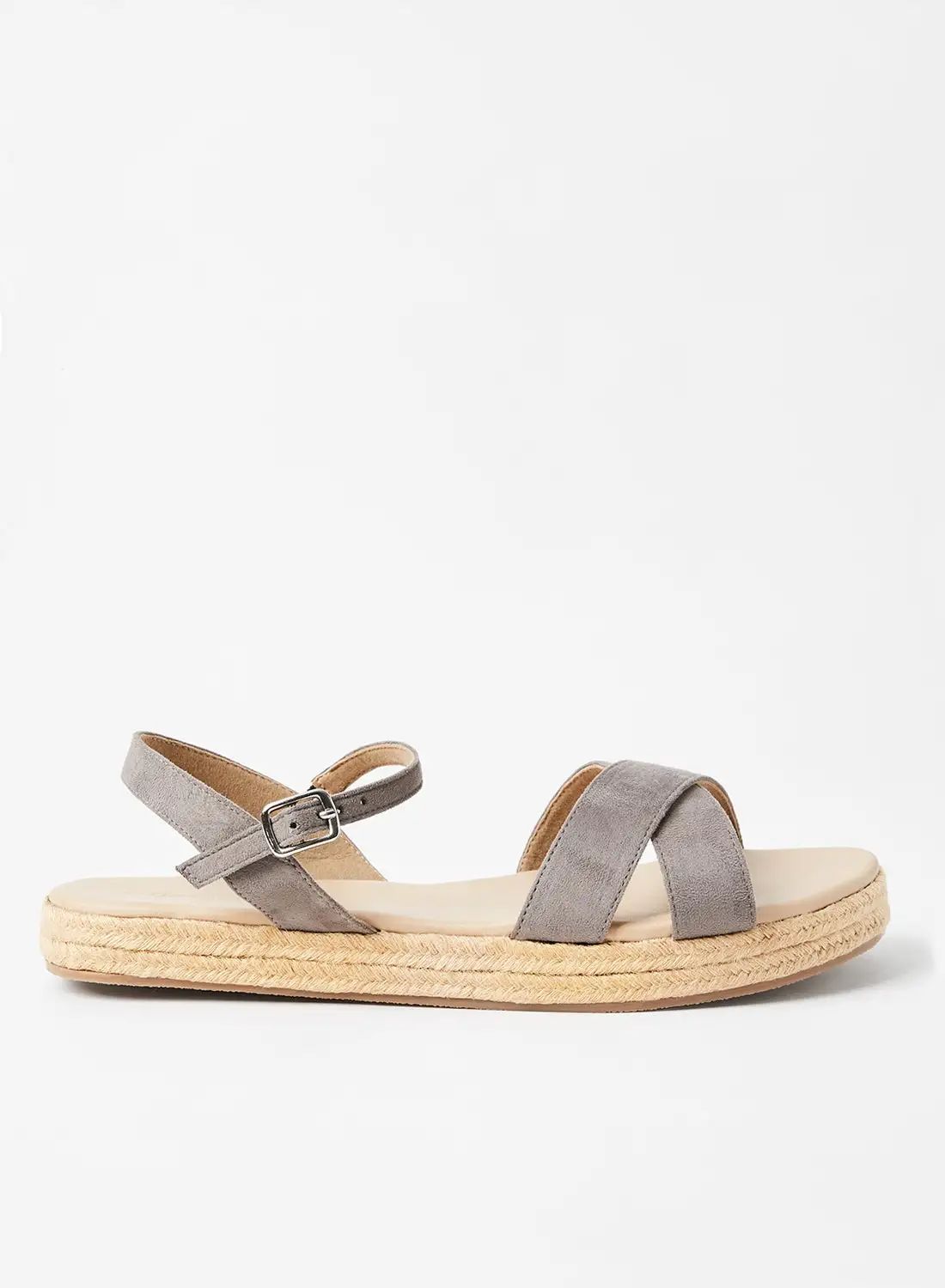 Geoomnii Malena Stylish Platform Espadrille Sandal Grey