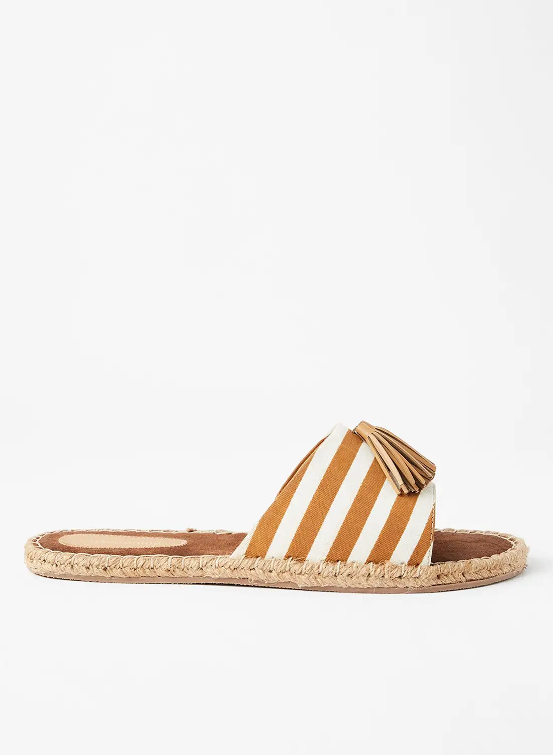 Geoomnii Juana Elegant Flat Espadrille Sandal Brown/White