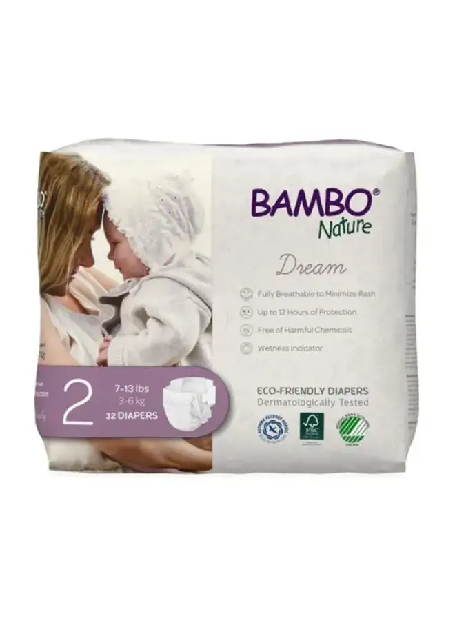 BAMBO NATURE Eco-Friendly Diapers Size 2 3-6 Kg 32 Diapers