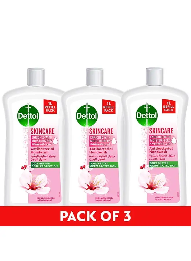 Dettol Rose And Sakura Blossom Fragrance Handwash 1L Pack of 3