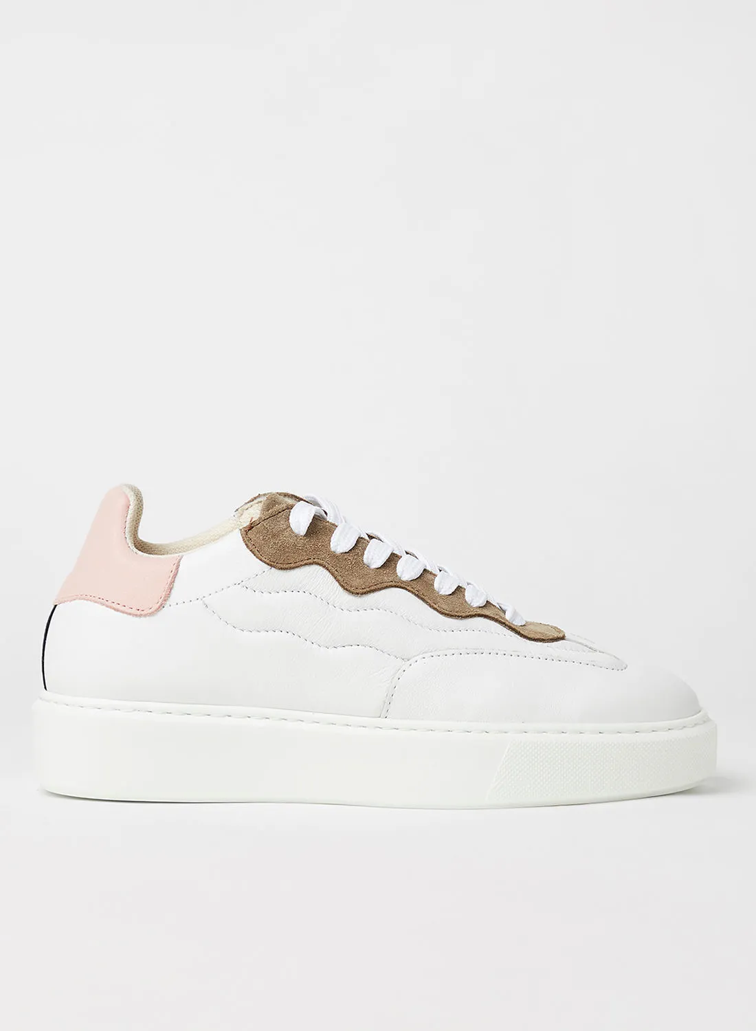 SELECTED FEMME Stitch Detail Leather Sneakers White Multi