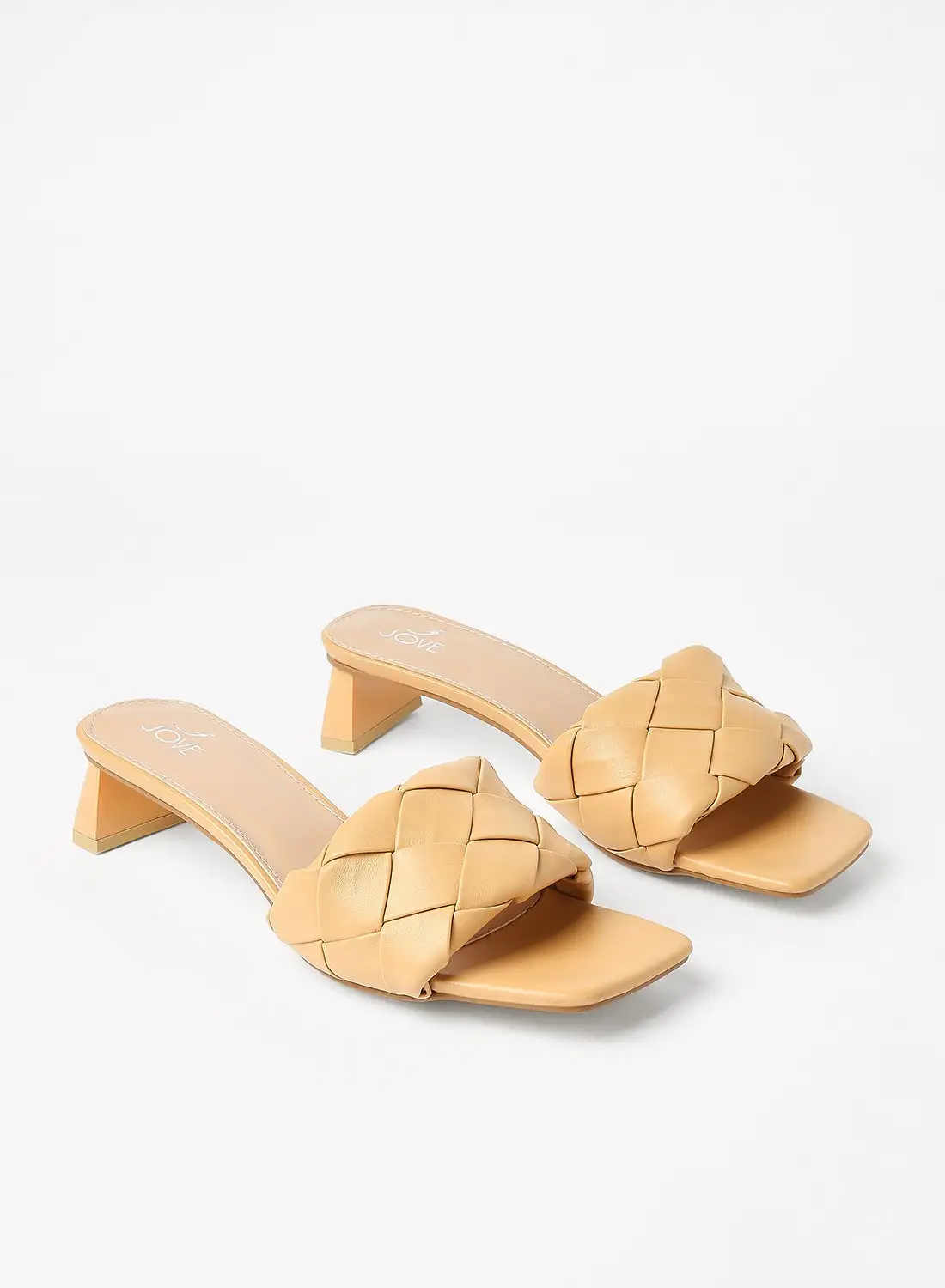 Jove Stylish Elegant Heeled Sandals Beige